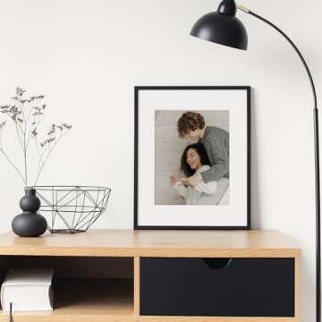 Axeman 16x20 Picture Frame with Mat for 11x14, Solid Oak Wood Poster Frame with Tempered Glass for H...