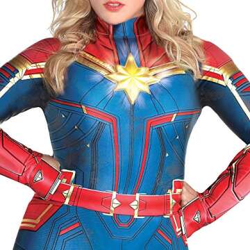 Costumes USA Light-Up Captain Marvel Halloween Costume for Women, Plus Size (18-20), Includes Illumi...