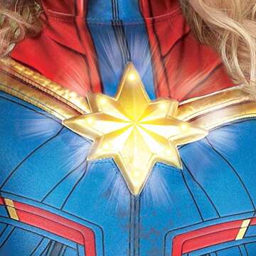 Costumes USA Light-Up Captain Marvel Halloween Costume for Women, Plus Size (18-20), Includes Illuminated Crest