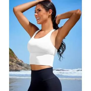XUNYU Women Sports Bras Longline Fitness Crop Tops Tank Gym Camisole Strappy Criss Cross Yoga Workout Running Shirts