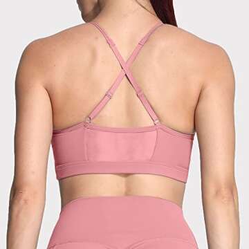 Aoxjox Sports Bras for Women Workout Fitness Ruched Training Baddie Cross Back Yoga Crop Tank Top (P...