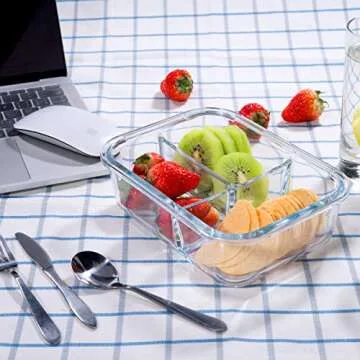 Premium 3 Compartment Glass Meal Prep Containers Set