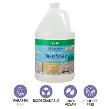 Plant-Based Liquid Dish Soap 1 Gallon Refill with Basil Scent