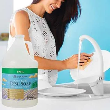Plant-Based Liquid Dish Soap 1 Gallon Refill with Basil Scent