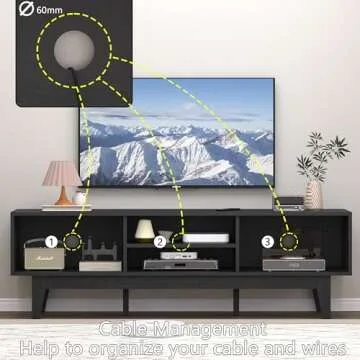 Elegant Boho TV Stand with Rattan for 55-65 Inch TVs