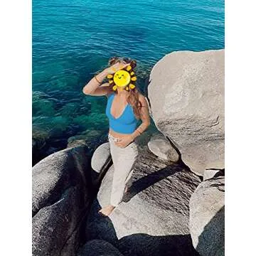 AEPEBO Deep V Neck Cutout Sexy Crop Top for Women