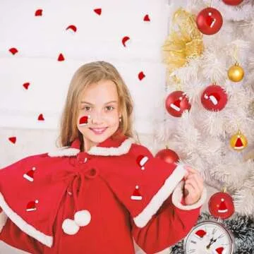 Engrowtic 200 Pcs Christmas Santa Hat Stickers, Felt Mini Santa Claus Stickers 1.42 Inches Tiny Christmas Hat Decals Self Adhesives Stickers for Xmas Party DIY Crafts, Cardmaking, Scrapbooks