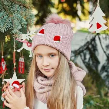 Engrowtic 200 Pcs Christmas Santa Hat Stickers, Felt Mini Santa Claus Stickers 1.42 Inches Tiny Christmas Hat Decals Self Adhesives Stickers for Xmas Party DIY Crafts, Cardmaking, Scrapbooks