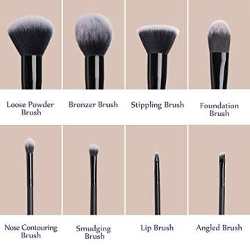 Makeup Brushes Set, Urbaobei 8 Pieces Synthetic Makeup Brushes For All Look, Foundation Blush Face Concealer Eyeliner Shadow Cosmetics Brush Set, Waterproof Cosmetic Bag Included