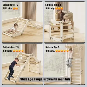 HTWELL Pikler Triangle Climber for Kids - Safe Indoor Gym