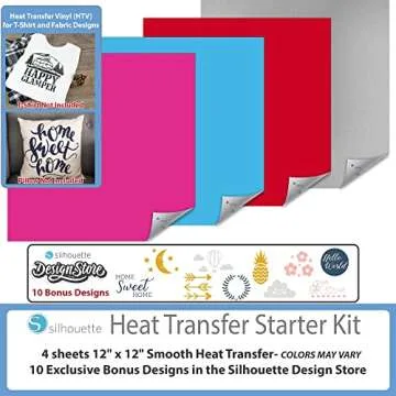 Silhouette Cameo 4 HTV Bundle - Silhouette Handbook, AutoBlade, Reflective HTV, PixScan, Silhouette HTV Starter Kit, Hook Tool, GITD HTV