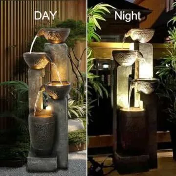 Hamiedun 40''H 4-Tier Outdoor Garden Water Fountain Decor, Resin Fountain for Garden, Floor Patio, Deck, Porch, Backyard and Home Art Decor (40inch)