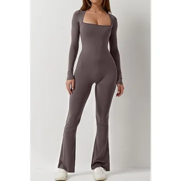 QINSEN Flare Jumpsuit for Women Seamless Bodycon Fit