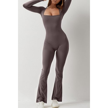 QINSEN Flare Jumpsuit for Women Seamless Bodycon Fit