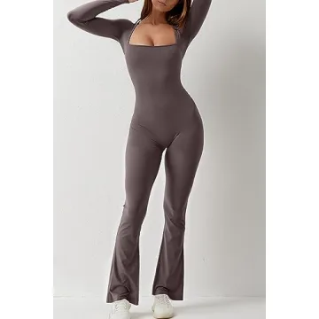 QINSEN Flare Jumpsuit for Women Seamless Bodycon Fit