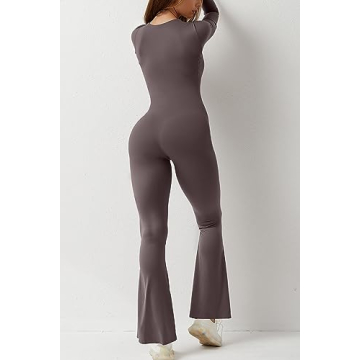 QINSEN Flare Jumpsuit for Women Seamless Bodycon Fit