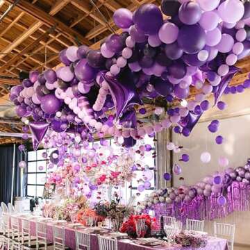 PartyWoo Pastel Purple Balloons, 127 pcs Pale Lavender Balloons Different Sizes Pack of 36 Inch 18 Inch 12 Inch 10 Inch 5 Inch Lilac Balloons for Balloon Garland Arch as Party Decorations, Purple-Q10