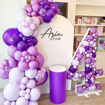 PartyWoo Pastel Purple Balloons, 127 pcs Pale Lavender Balloons Different Sizes Pack of 36 Inch 18 Inch 12 Inch 10 Inch 5 Inch Lilac Balloons for Balloon Garland Arch as Party Decorations, Purple-Q10