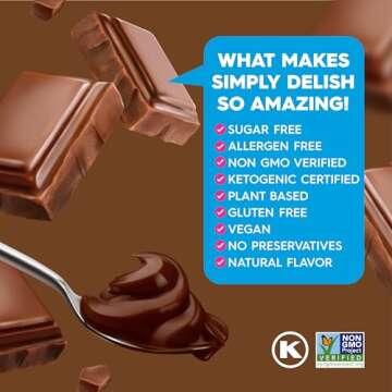 Simply Delish Instant Chocolate Pudding Mix - Plant Based Guilt Free Desserts - All Natural, Sugar Free, Non GMO, Gluten Free, Fat Free, Vegan, Keto Friendly - 1.7 Ounce (Pack of 6)