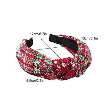 Teensery 2 Pcs Christmas Knotted Headband Snowflake Plaid Hair Hoop Hairband Headwear Hair Accessories for Women and Girls