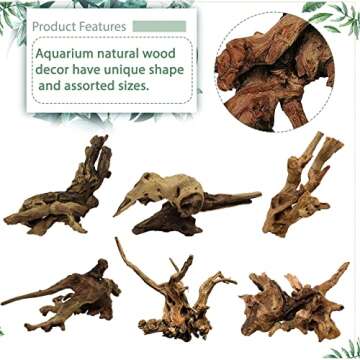 Tfwadmx Natural Aquarium Driftwood Set | Unique Mopani Wood