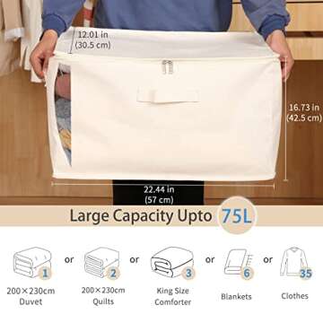 Canvas Comforters Bags Closet Organizers and Storage for Quilts Clothes Organization Containers Bins...