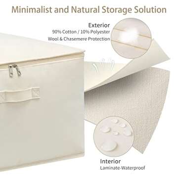 Canvas Comforters Bags Closet Organizers and Storage for Quilts Clothes Organization Containers Bins with Sturdy Zipper, Clear Window 75L for Sweaters Blankets Storage Bedroom Collapsible