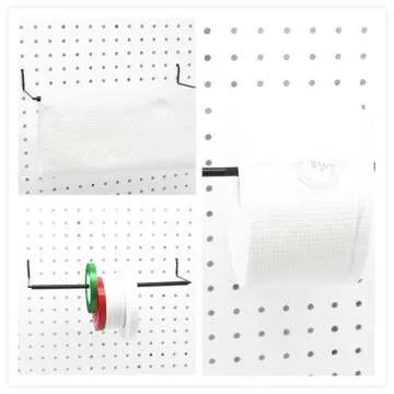 Paper Towel Holder for Pegboard, Extendable, Fit Any Standard Pegboard, Pegboard Organization Accessory Hook for Workshop, Garage, Kitchen, Laundry Room, Bathroom 4 Packs, Black (4 PCS)