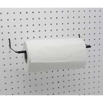 Paper Towel Holder for Pegboard, Extendable, Fit Any Standard Pegboard, Pegboard Organization Accessory Hook for Workshop, Garage, Kitchen, Laundry Room, Bathroom 4 Packs, Black (4 PCS)