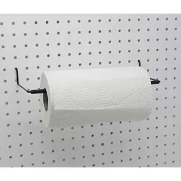 Paper Towel Holder for Pegboard, Extendable, Fit Any Standard Pegboard, Pegboard Organization Accessory Hook for Workshop, Garage, Kitchen, Laundry Room, Bathroom 4 Packs, Black (4 PCS)