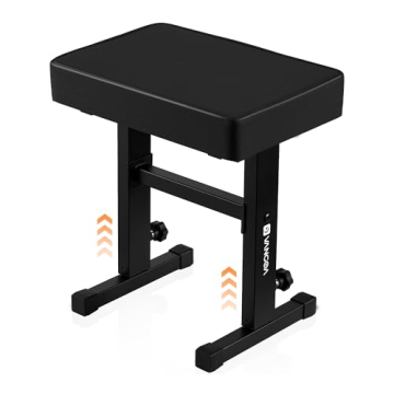 Vangoa Piano Bench Adjustable Stool, Music Keyboard Bench Seat for Piano Keyboard Stand with Black P...