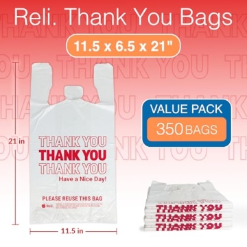 Reli. Thank You Plastic Bags - 350 Count for Daily Use