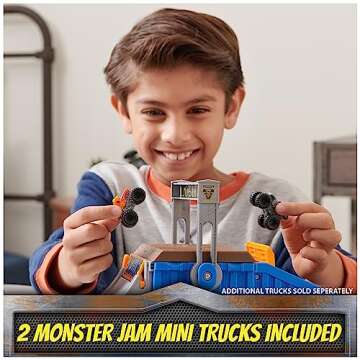 Monster Jam Mini Freestyle Flip Arena Playset and Storage with 2 Mini Monster Jam Trucks, Kids Toys ...