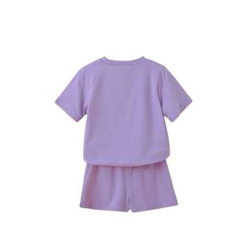 Floerns Toddler Short Sleeve Tee & Shorts Set, Lilac