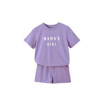 Floerns Toddler Short Sleeve Tee & Shorts Set, Lilac
