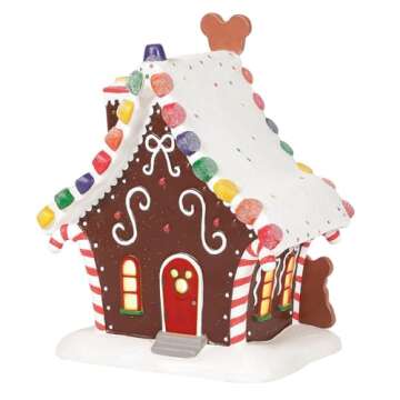 Mickey Mouse Gingerbread House Disney Village Lit Decoration