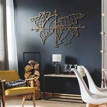 Tubibu Modern Wall Art, 100% Metal - Metalic World Map,- Size (26" x 38") - Map of Life, Metal Wall ...