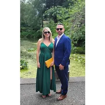 II ININ Women's Sundresses 2024 Fashion Outfits Wedding Guest Beach Dresses V Neck Spaghetti Strap High Waist Side Split Long Maxi Dress Green