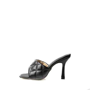 MACKIN J 225-28 Women's Square Toe Heel Sandals Pleather Strap Kitten Heel Sandals(7, Black)