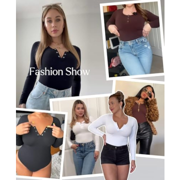 Popilush Long Sleeve Shapewear Bodysuit with Tummy Control