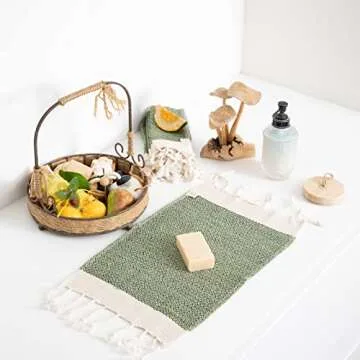 SMYRNA TURKISH COTTON Wash Cloths Pack of 6 | 12"x12" | Versatile Bath Towels for Bathroom, Hotel, SPA, Gym | Soft, Absorbent, Prewashed and Quick Dry Turkish Hand Towels, Army Green