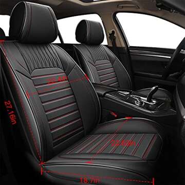 YUHCS Full Set Car Seat Covers - Faux Leather Non-Slip Vehicle Cushion Cover, Waterproof Car Seat Protectors Automotive Accessories for Most SUV Cars Pickup Truck Black Red