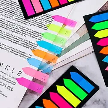Neon Page Markers Colored - 1280Pcs Index Tabs Including 2 Designs, 8 Bright Colors - Arrow Flag Bookmarks，Sticky Notes for Reading，Studying，Office，School，Sticks Securely, Removes Cleanly