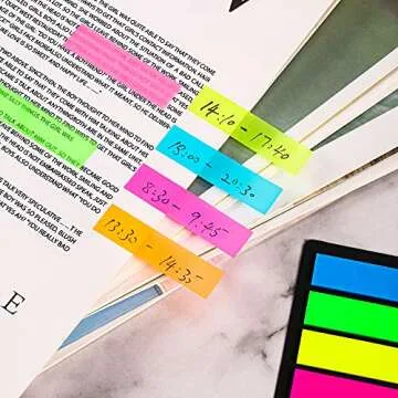 Neon Page Markers Colored - 1280Pcs Index Tabs Including 2 Designs, 8 Bright Colors - Arrow Flag Bookmarks，Sticky Notes for Reading，Studying，Office，School，Sticks Securely, Removes Cleanly