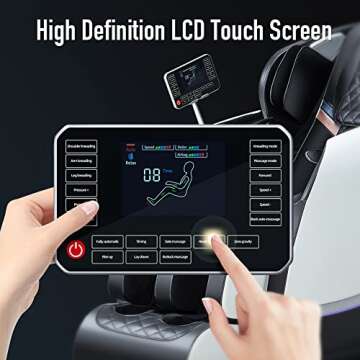 BONTEC Massage Chair Full Body Recliner - Zero Gravity with Heat and Shiatsu Foot Massage Office Chair LCD Touch Screen Display Bluetooth Speaker Airbags Foot Rollers (White)