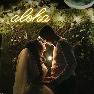 Aloha Neon Light Aloha Warm White Neon Sign for Wall Decor - 14.9"x5.9" 3D LED Neon Art Decorative Lights with USB Operated for Bedroom, Baby Room, Club Bar and Party Decor