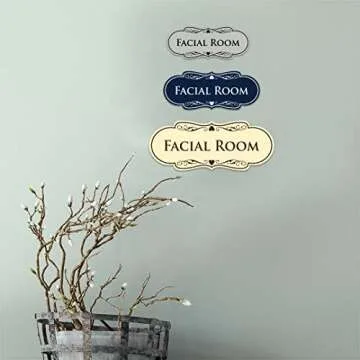 Designer Facial Room Sign - Beauty Salon Signage - Easy to Install (Black Gold) - Large 1 Pack