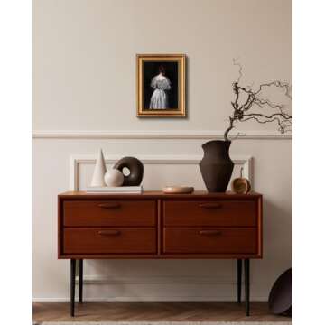 HUARCEY Framed Canvas Wall Art Prints, Living Room Shelf Vintage Decor Aesthetic, Classical Lady Pai...