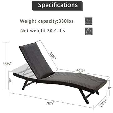 Domi Outdoor Living Outdoor PE Wicker Chaise Lounge Set - Adjustable Recliners with Quick-Dry Foam