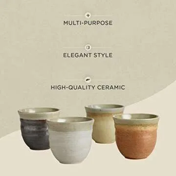 Japanese Tea Cups - Ceramic Tea Set - Elegant Japanese Cups for Hot and Cold Drinks - Housewarming Gift Japanese Tea Set - Coffee Mug No Handle - Asian Teacups - Japanese Ceramic Mug - Set of 4